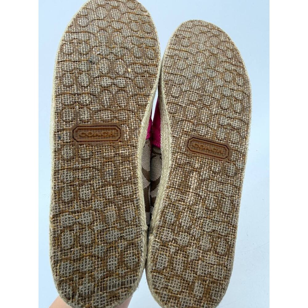 Coach Mellow Canvas Espadrille Flats Fuchsia Khaki Women's Size 10M With Box - Picture 7 of 11